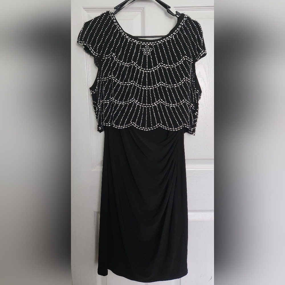 Xscape Black Asymmetrical Gown Sleeveless Cocktail Dress